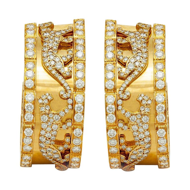 Cartier diamond panther earrings, 1980