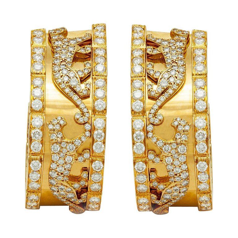 Cartier diamond panther earrings, 1980