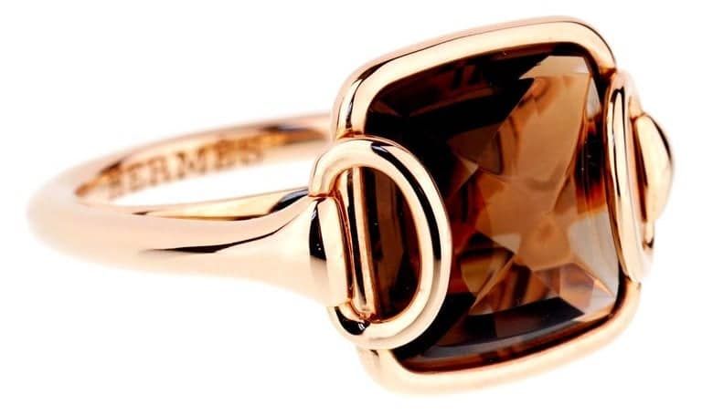 Hermes Deux Anneaux Smoky Quartz Rose Gold Ring