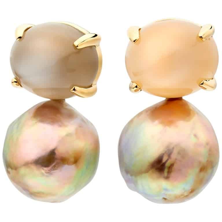 Lilly Hastedt moonstone and ming pearl earrings