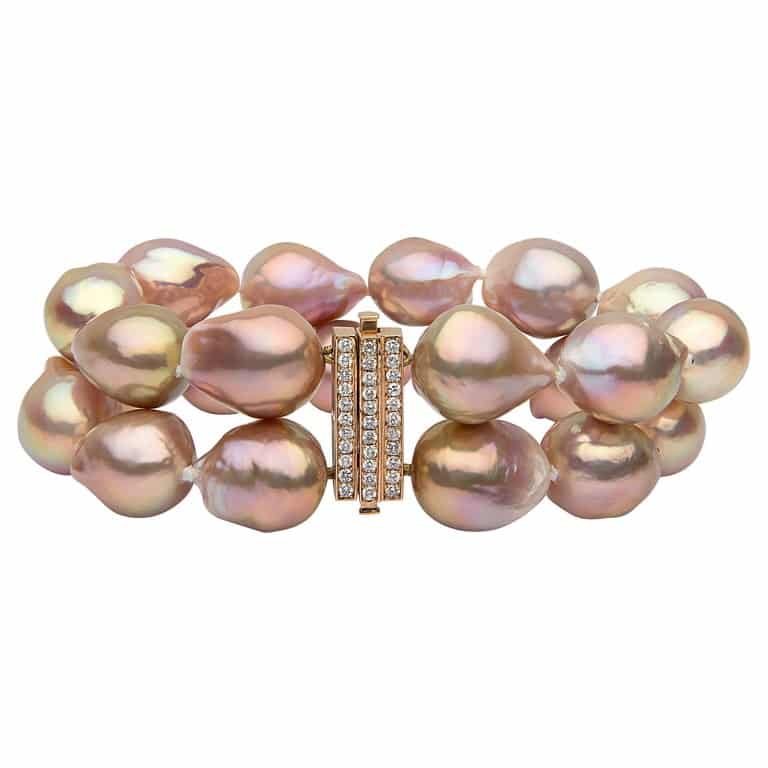 Yoko London Baroque freshwater pearl and diamond bracelet and necklace