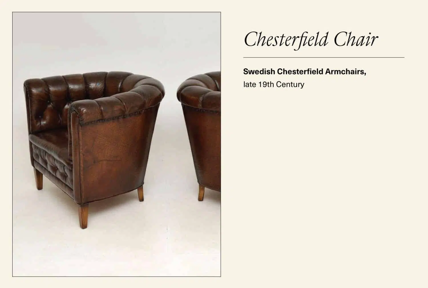 Pair of leather Swedish Chesterfield armchairs