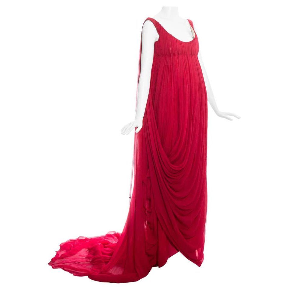 Alexander McQueen Red Silk Chiffon Empire Evening Dress, Fall/Winter 2008