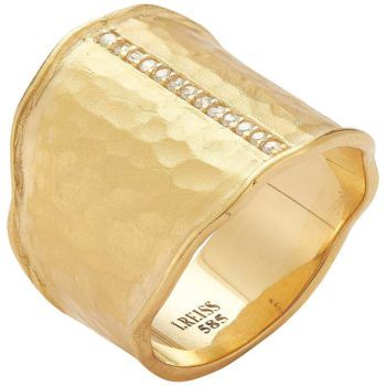 I. Reiss hammered gold cigar ring, new