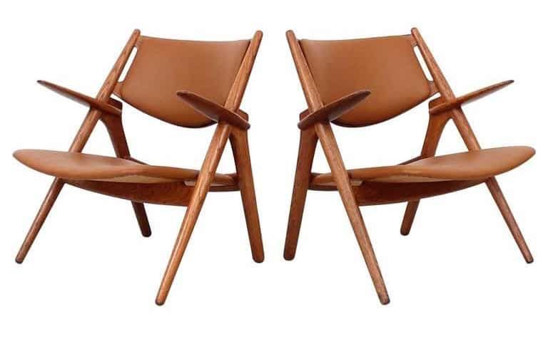 leather and wood armchairs