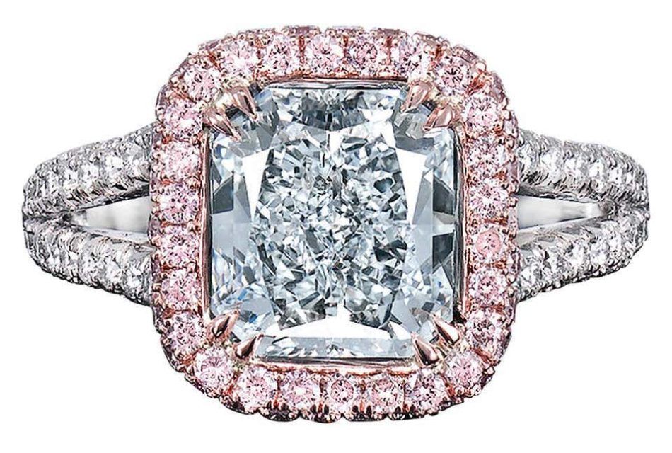 2.43-carat light blue diamond ring