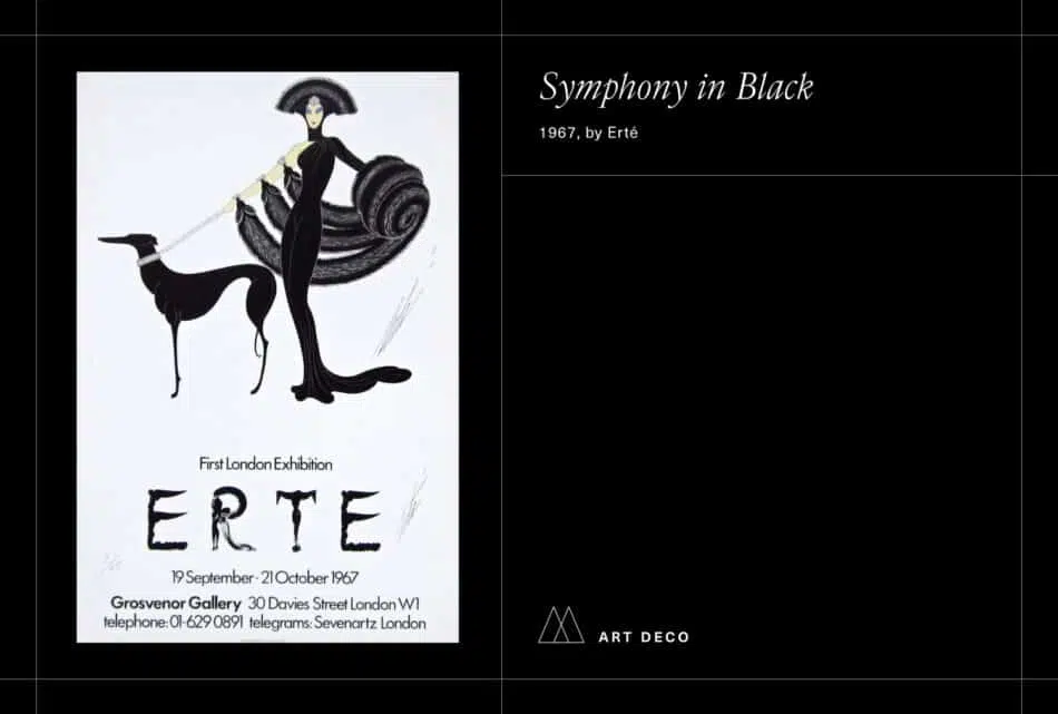 Erte's Symphony in Black poster on a black background