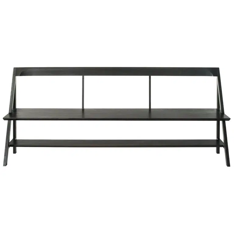 black wooden bench