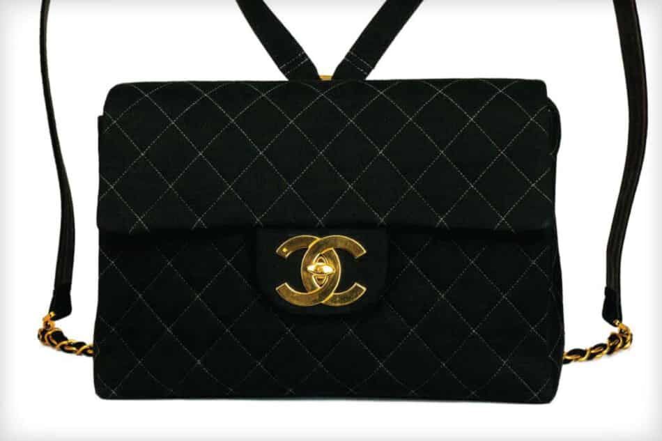 Chanel Jumbo Flap Quilted Wool Leather Backpack
