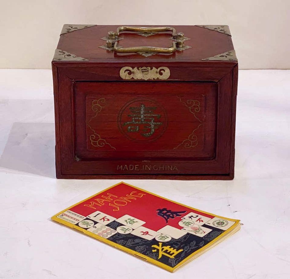MahJong game set in cabinet box, circa early 20th century