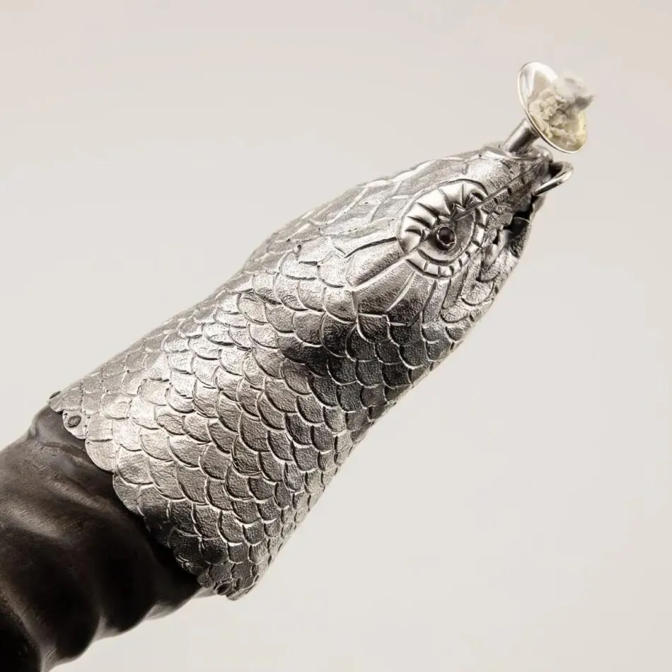 Lizard-shaped cigar lighters made from silver and antelope horn, ca. 1900.