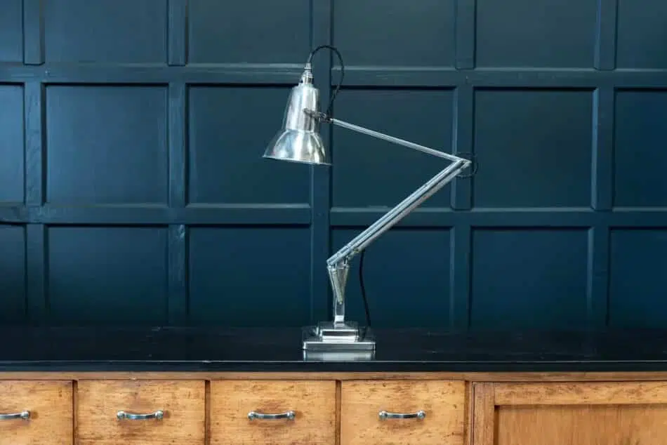 A circa 1960 aluminum Anglepoise lamp