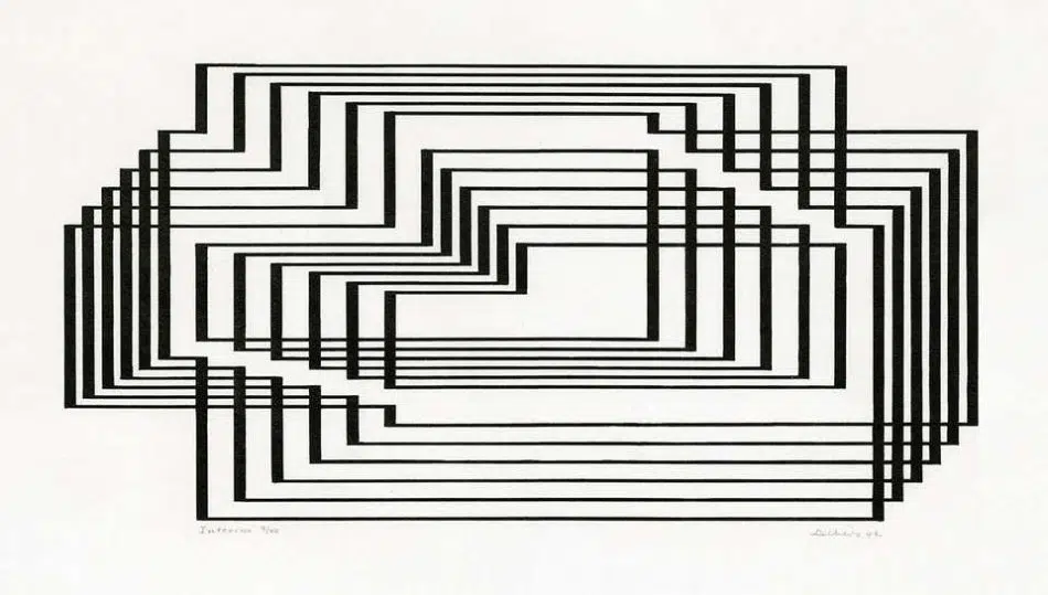 Interim, from the series "Graphic Tectonics," 1942, by Josef Albers