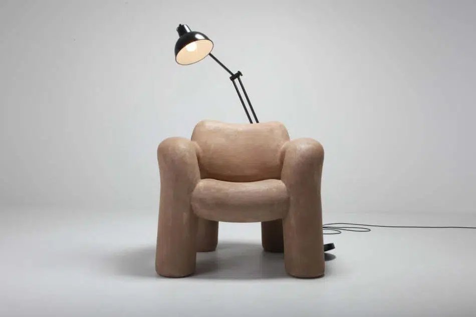 Schimmel & Schweikle Blown-Up with Lamp Chair (made of 3-D-printed plastic and recycled cork)