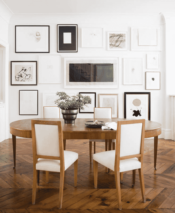 Ali-Cayne-NYC-townhouse-home-Greenwich-Village-dining-room-gallery-wall