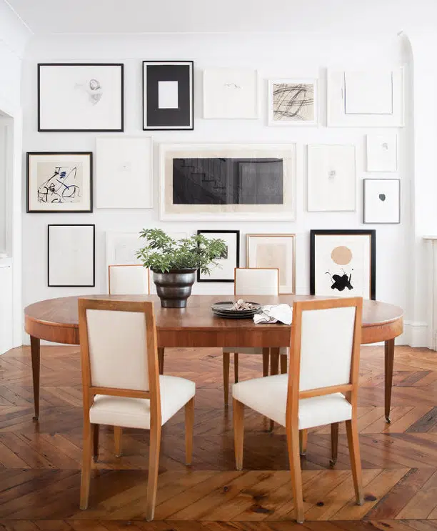 Ali-Cayne-NYC-townhouse-home-Greenwich-Village-dining-room-gallery-wall