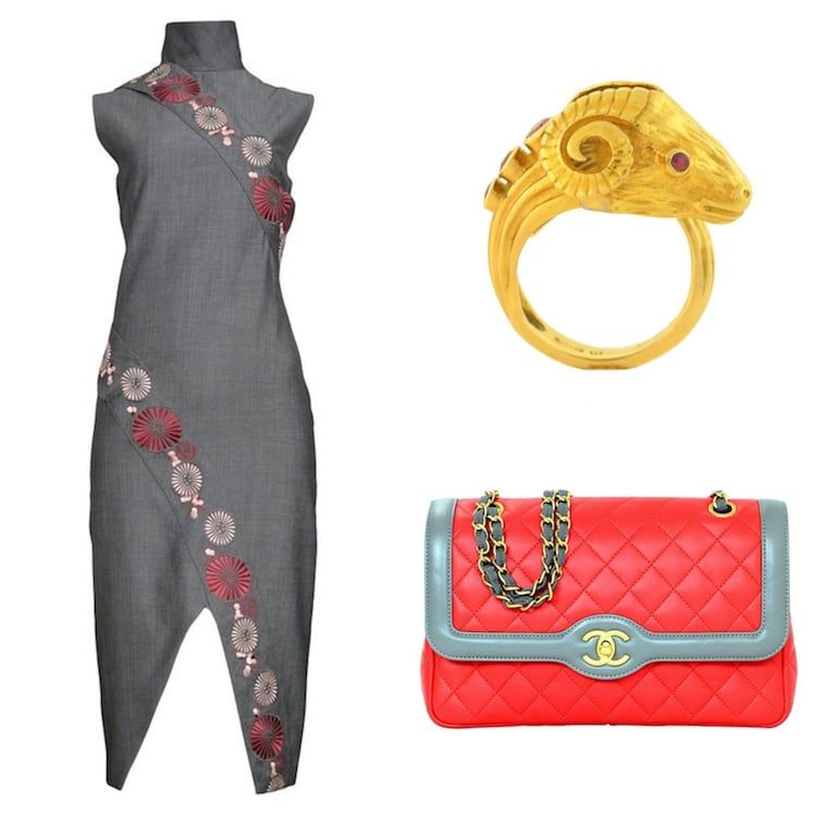 Alexander McQueen dress, ram ring, Chanel bag