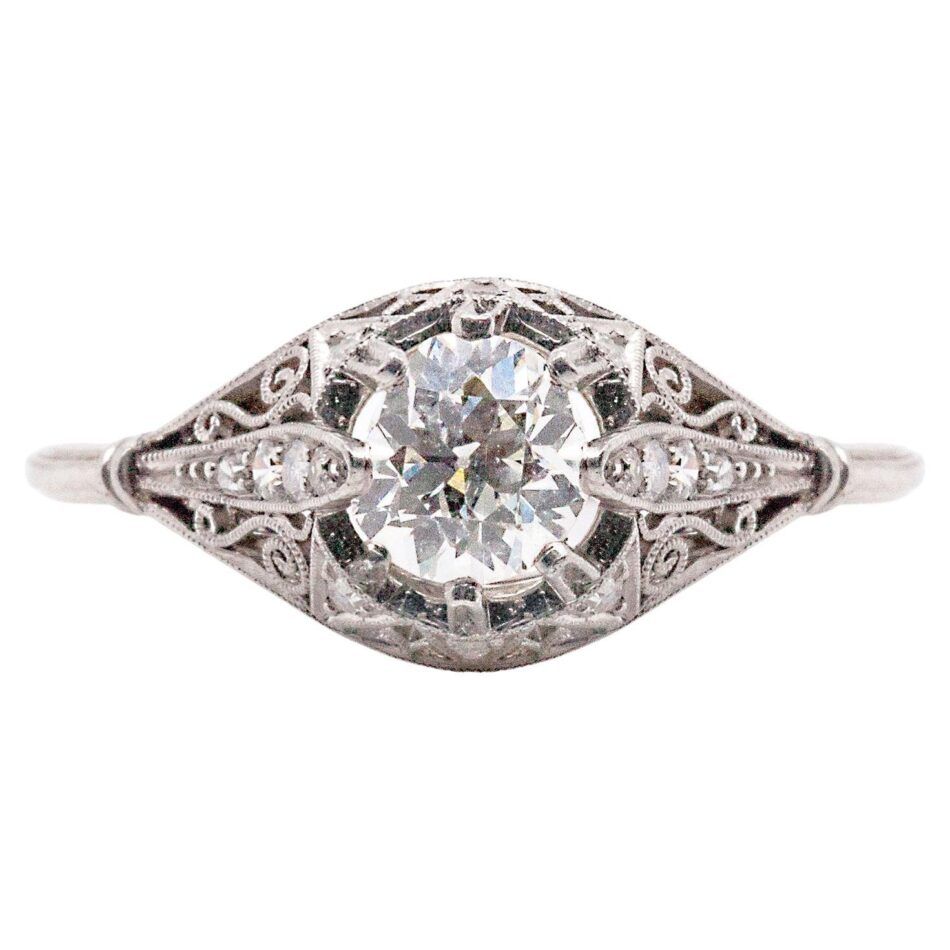 An Art Deco platinum and diamond engagement ring