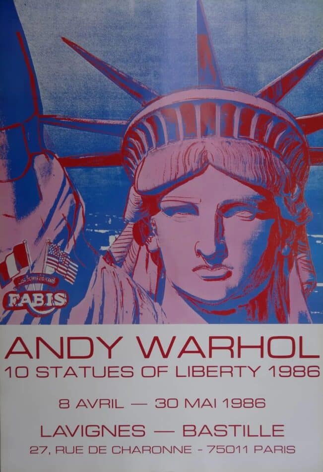 Andy Warhol exhibition poster featuring Lady Liberty