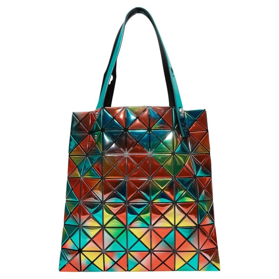 bao bao bag with triangles in blue, green, red, and yellow hues