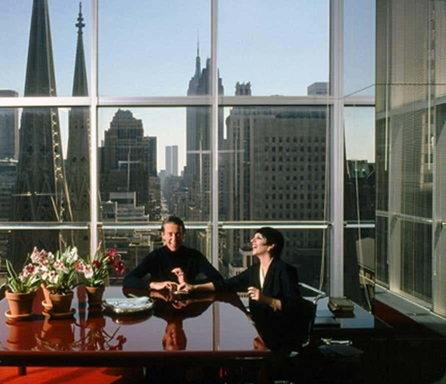 The real Halston and Liza Minnelli in Halston's Olympic Tower office on New York’s Fifth Avenue in a 1978 photograph by Harry Benson