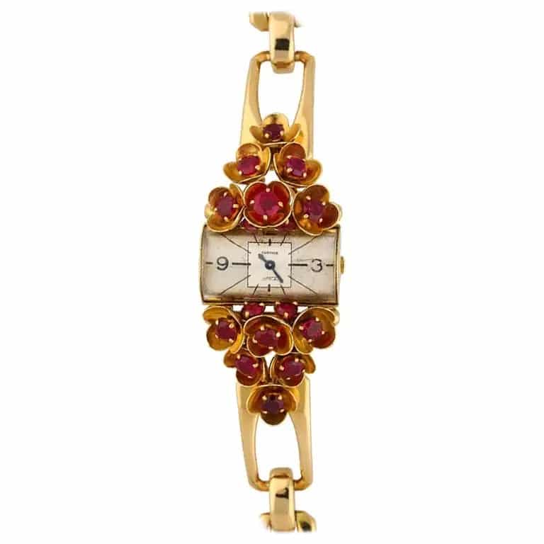 Cartier gold and ruby wristwatch, ca. 1914