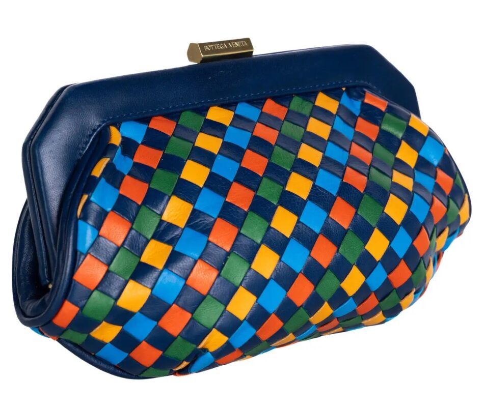Bottega Veneta intrecciato leather Harlequin clutch, 1980s