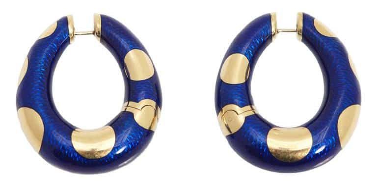 Bulgari blue enamel and gold hoop earrings, ca. 1975