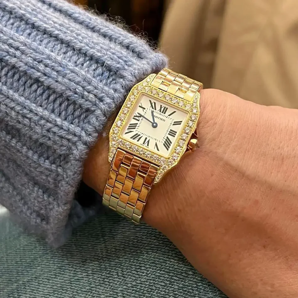 Cartier Santos Demoiselle gold and diamond watch, 2015
