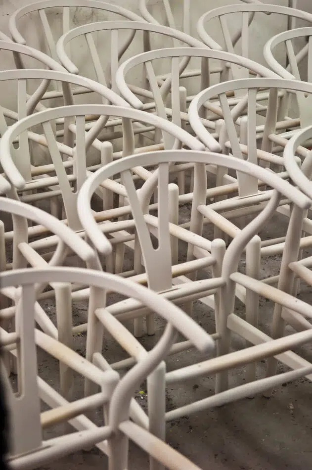 Wishbone frames during production