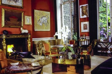 red living room by Henri Samuel