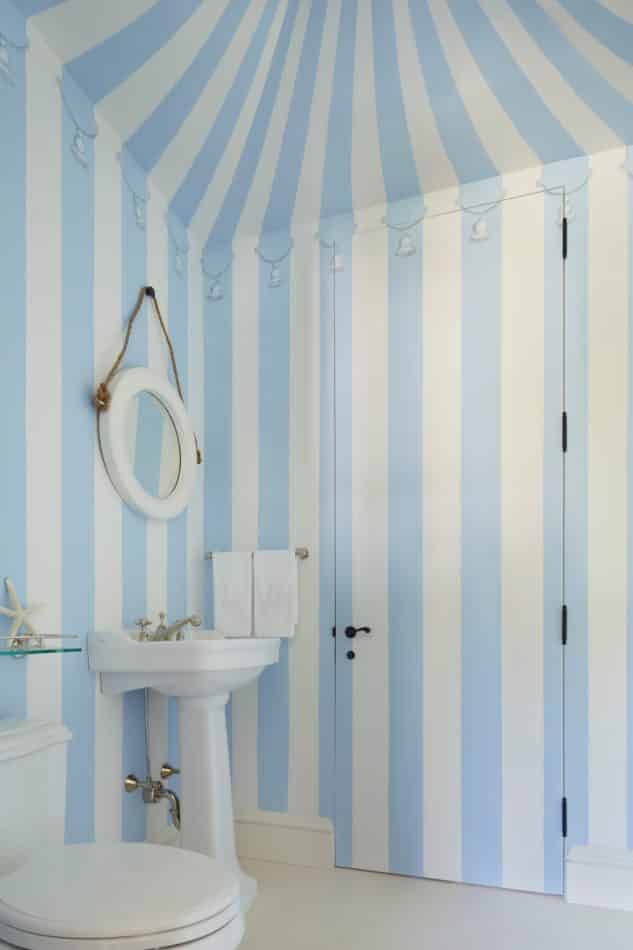 blue and white bathroom by Kemble Interiors