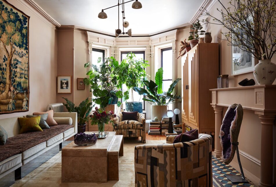 The parlor of this eclectic Brooklyn brownstone designed by Casey Kenyon
