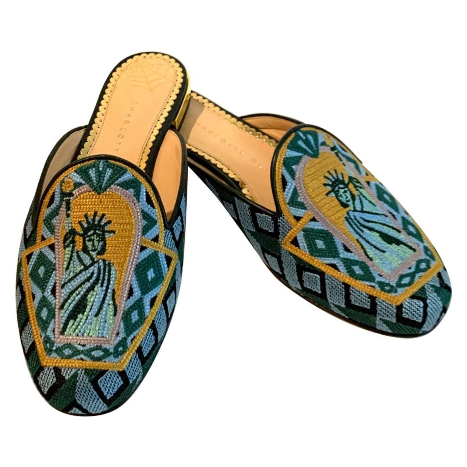 Charlotte Olympia Statue of Liberty–Embroidered Mule