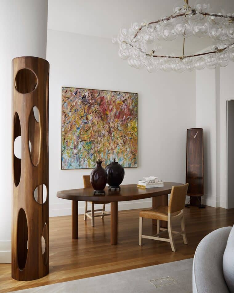 Living and dining area in New York City designed by David Scott