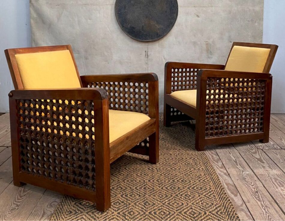 French Moucharabieh armchairs from ca. 1970