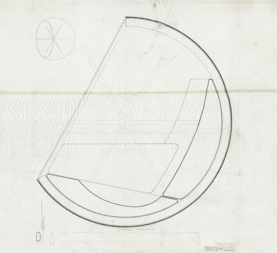 Aarnio's original 1963 sketch of the Ball chair.
