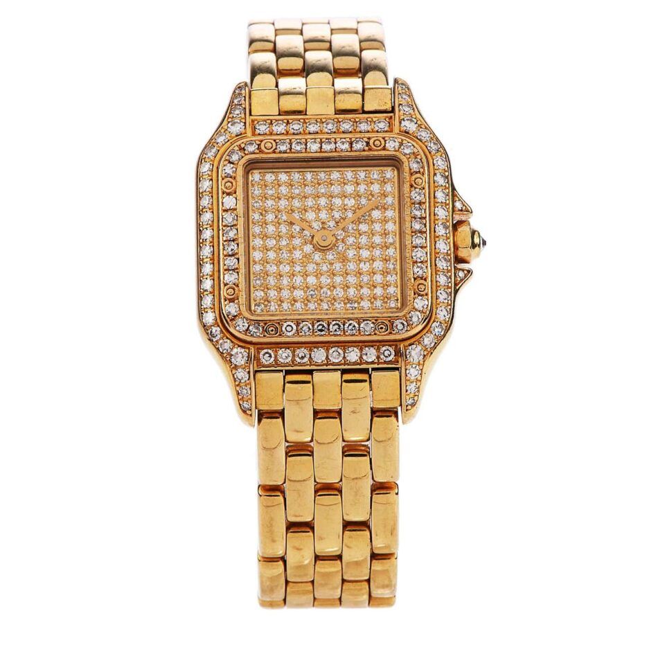 Cartier Panthère diamond-face watch in yellow gold