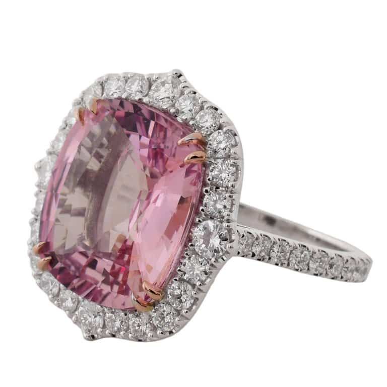 GIA Certified 8.47 Carat Padparadscha Pink Sapphire Diamond Cocktail Ring