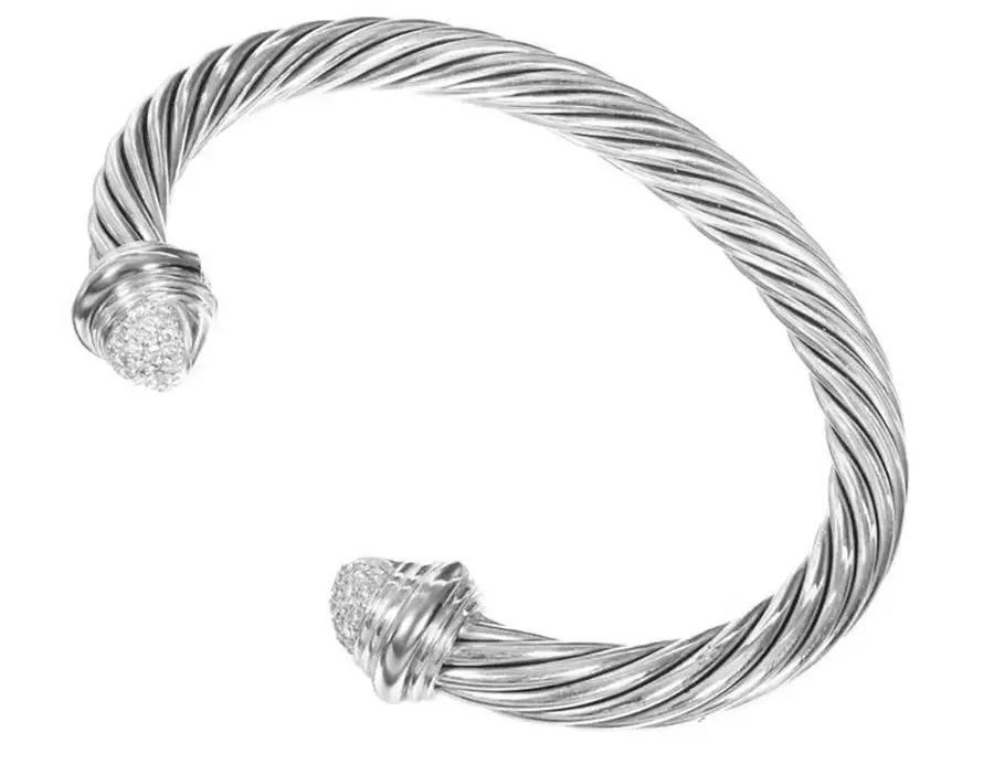 David Yurman .55-carat diamond, silver and gold bangle bracelet, 1990s