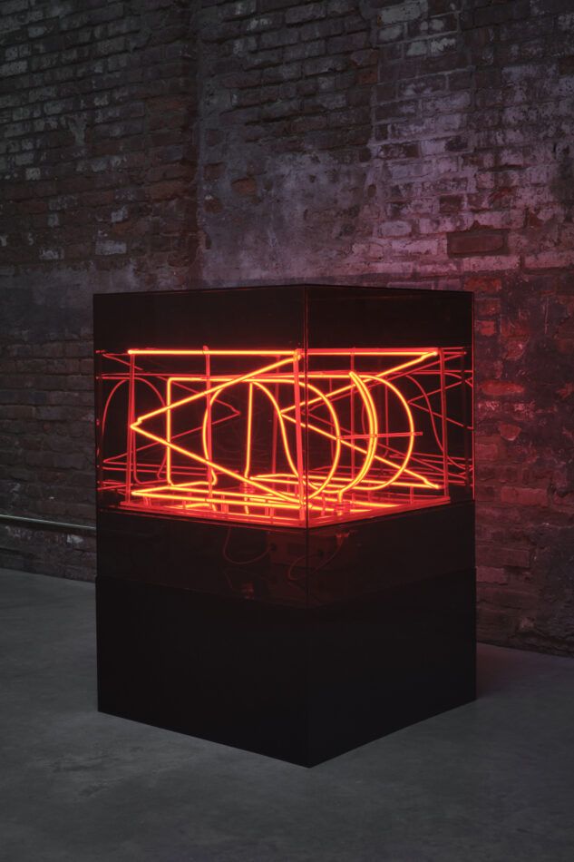 Chryssa's First Preparatory Work for a Neon Box on display in “Chryssa & New York” at New York's Dia Art Foundation 