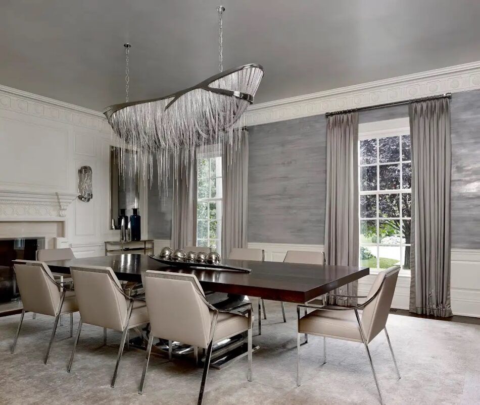 The dining room of a Georgian-style home in Westchester County, New York, designed by Douglas Graneto