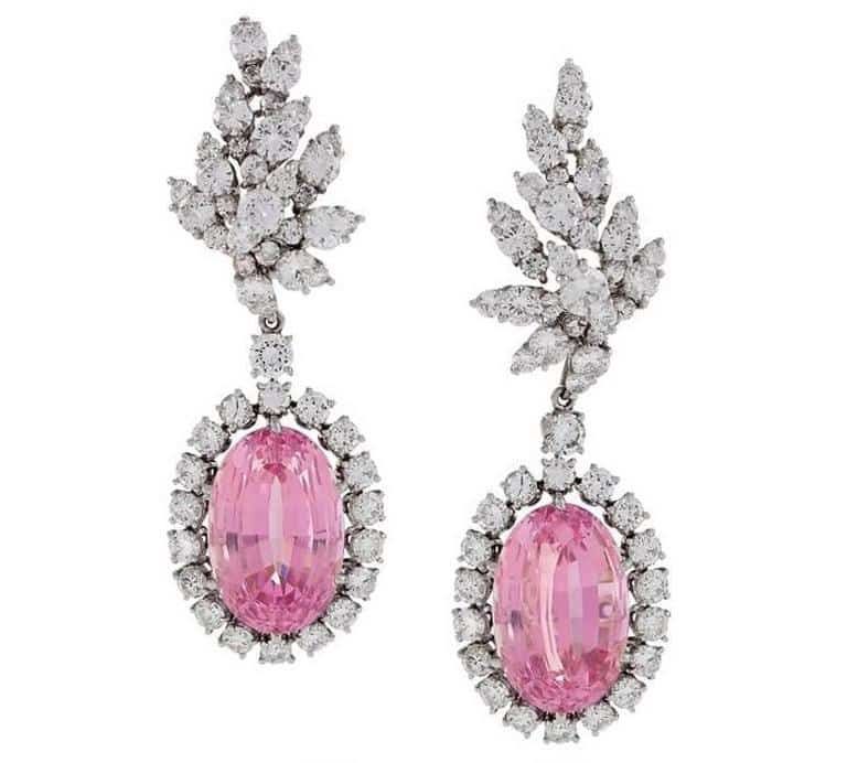 Verdura 1980s Kunzite Diamond Platinum Earrings