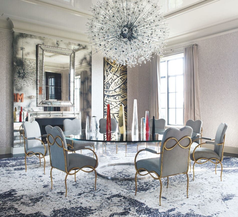 Timothy Haynes and Kevin Roberts add sparkle to a Manhattan apartment with a grandly scaled chandelier by J. & L. Lobmeyr.