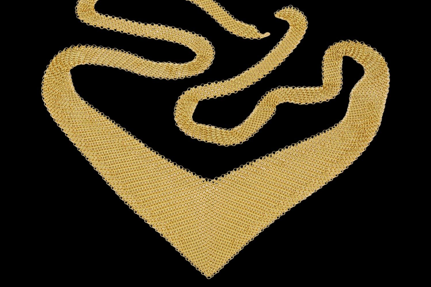 Tiffany & Co. Elsa Peretti Mesh Gold Bib Scarf Necklace