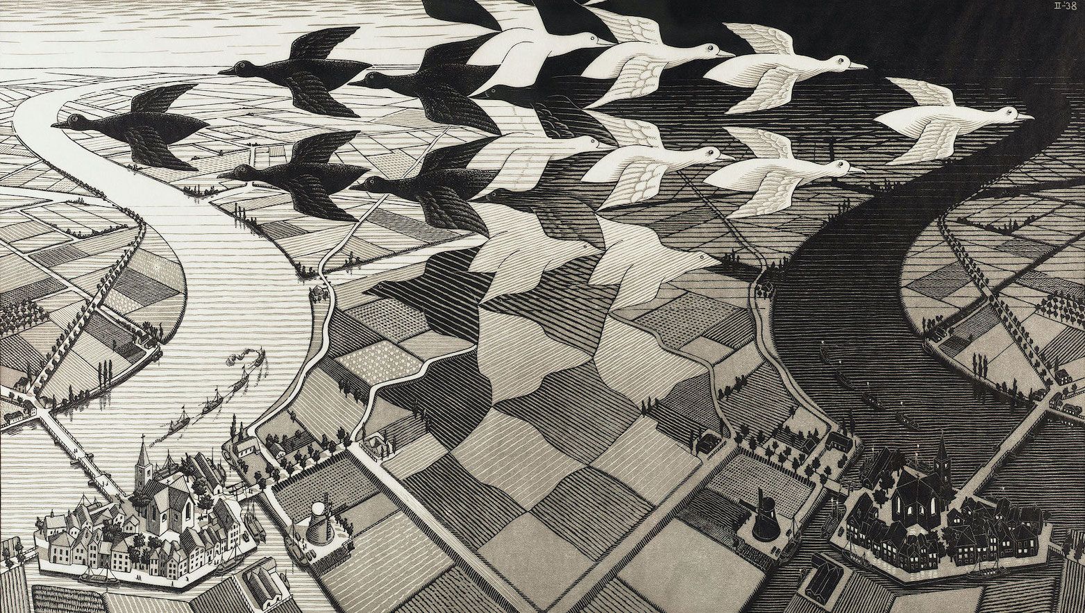 Day and Night, 1938, by M.C. Escher