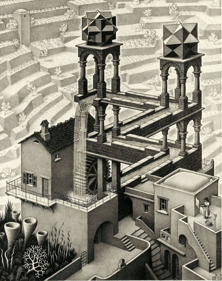 Waterfall, 1961, by M.C. Escher
