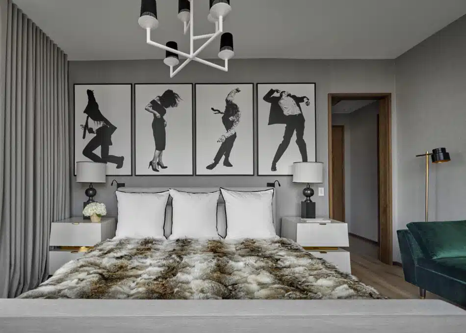 Bedroom in a Chicago home designed by Sasha Adler