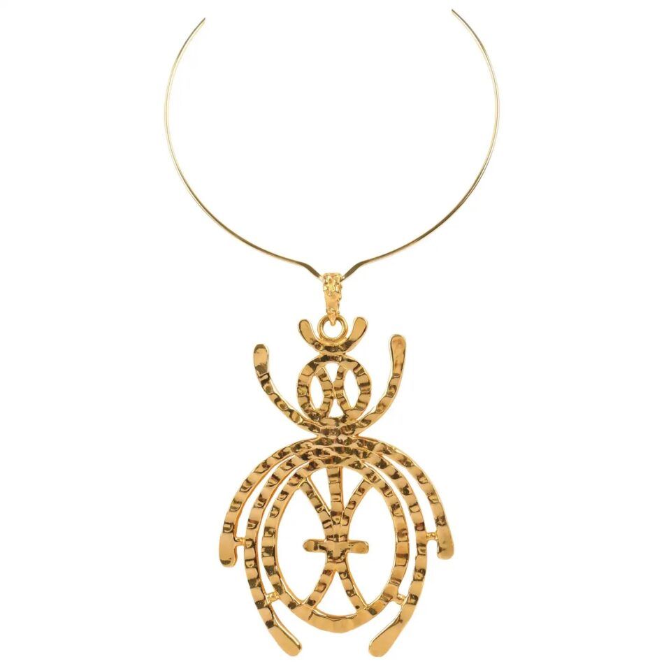 Kenneth Jay Lane golden scarab statement necklace, 1960s