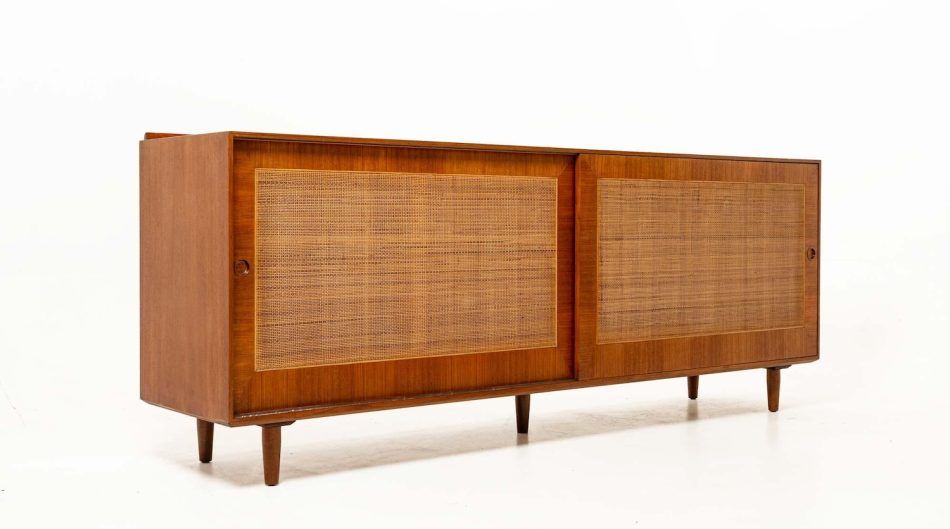 Finn Juhl For Baker Model 40 1/2 Sideboards in walnut and cane, 1950s